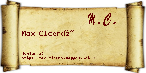 Max Ciceró névjegykártya
